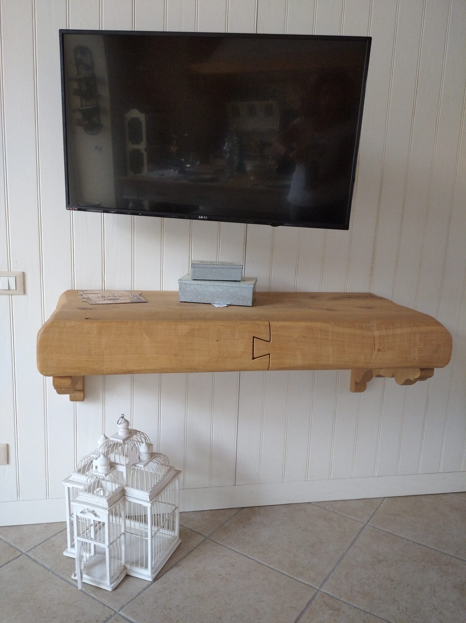 CONSOLLE sospesa in legno massello di ROVERE