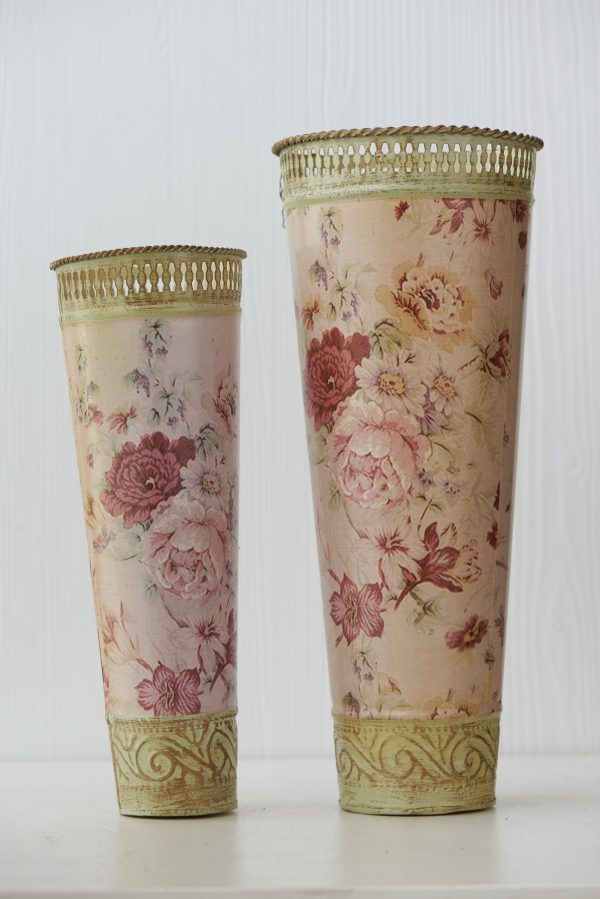 Set di Vasi Decorativi Shabby Chic con Motivo Floreale Vintage