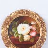 quadretto con dipinto eseguito a mano "Rose" con cornice dorata - immagine 2