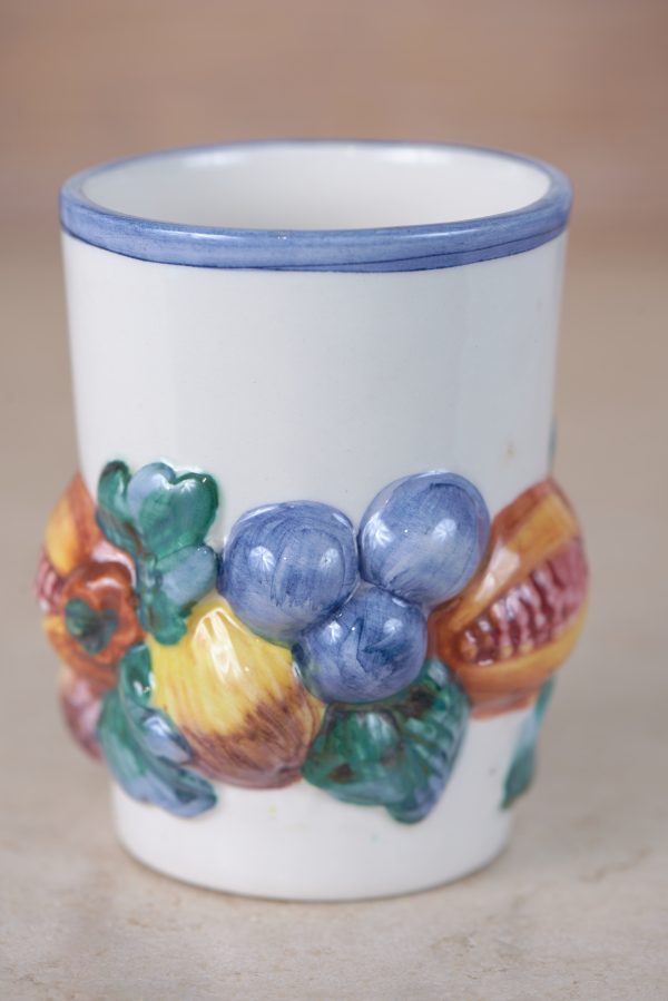 Vasetto in Ceramica con Frutti in Rilievo - Stile Mediterraneo
