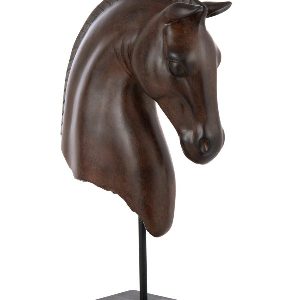 Cavallo Testa Abbassata Poliresina Marrone Scuro (55413)