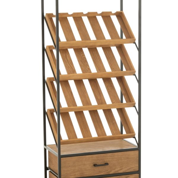 Mobile Bar Wine Impiallacciatura Naturale/Nero Large (55905)