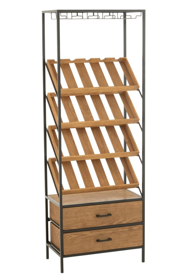 Mobile Bar Wine Impiallacciatura Naturale/Nero Large (55905)