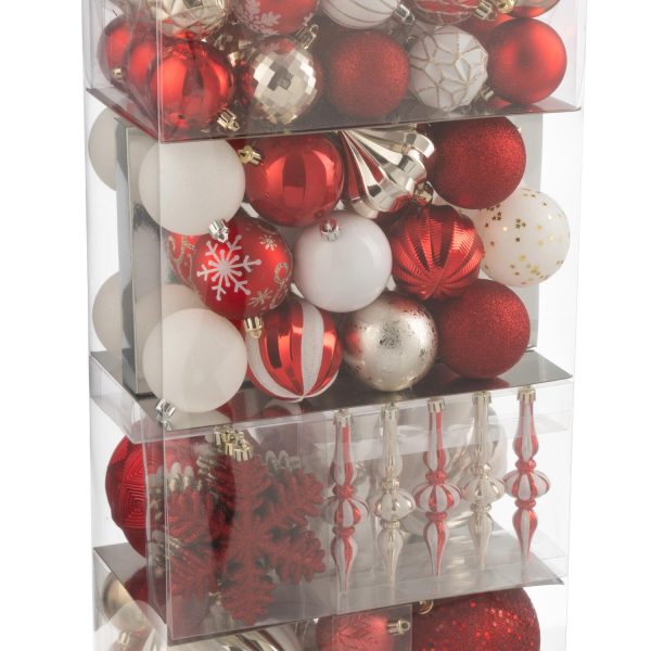 Scatola Di 80 Palline Di Natale Plastica Rosso Natale/Oro (59494)