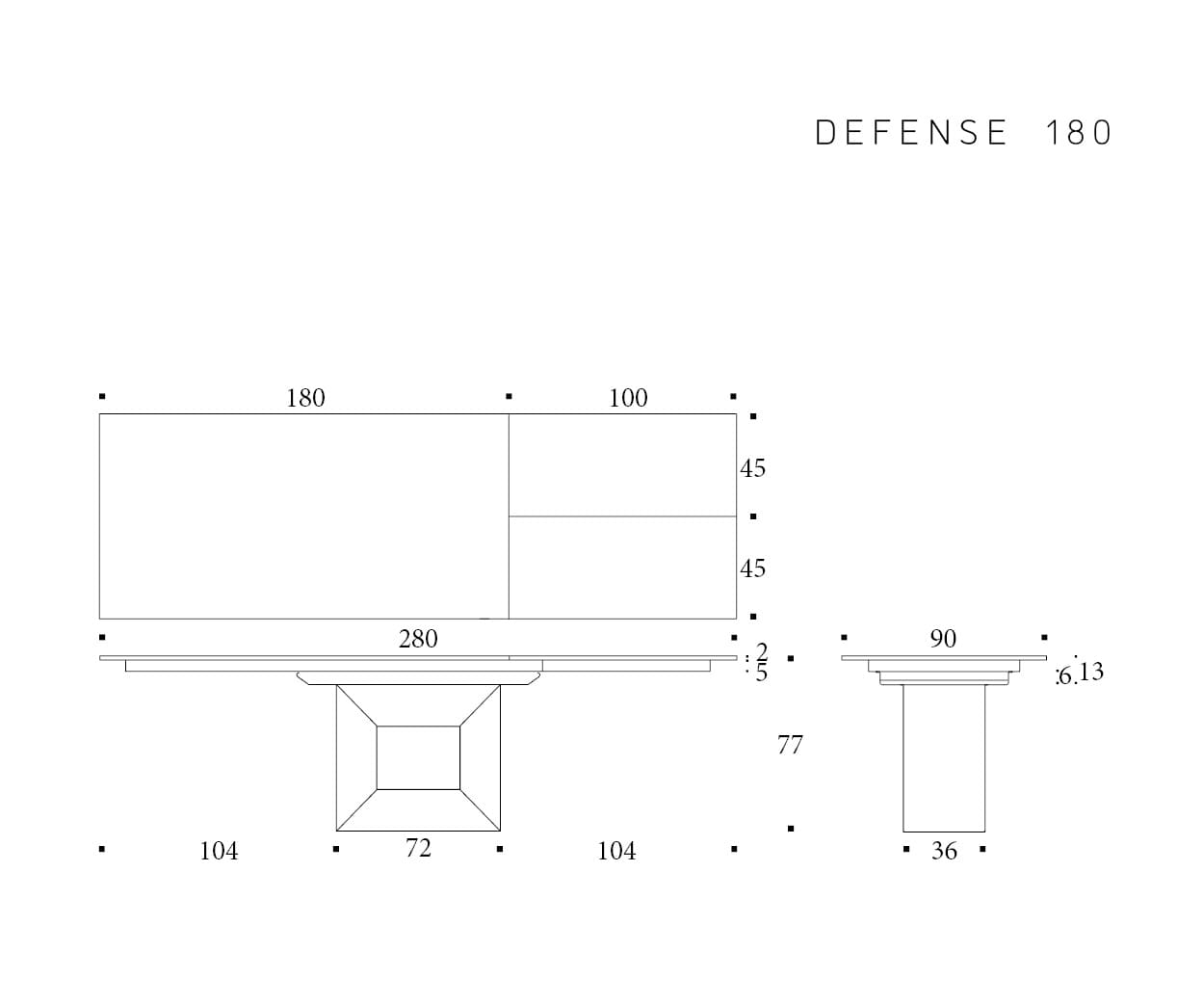 tavolo da pranzo Altacom Defense 180 (ordinabile) - immagine 8