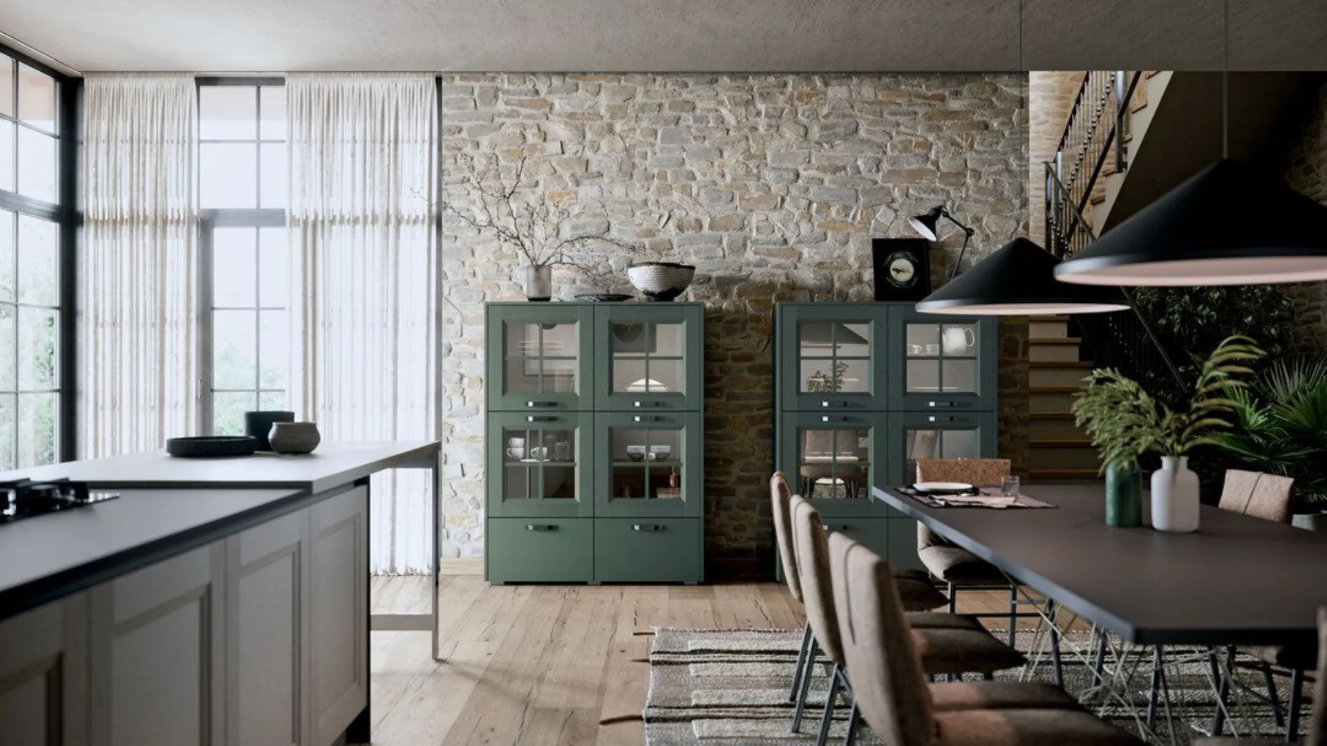 cucina moderna con anta a telaio Asia e pensili seta trend - immagine 3