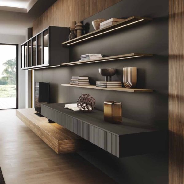 parete living con vetrine Evans Air