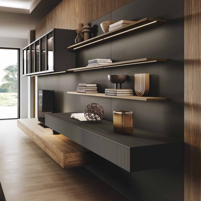 parete living con vetrine Evans Air